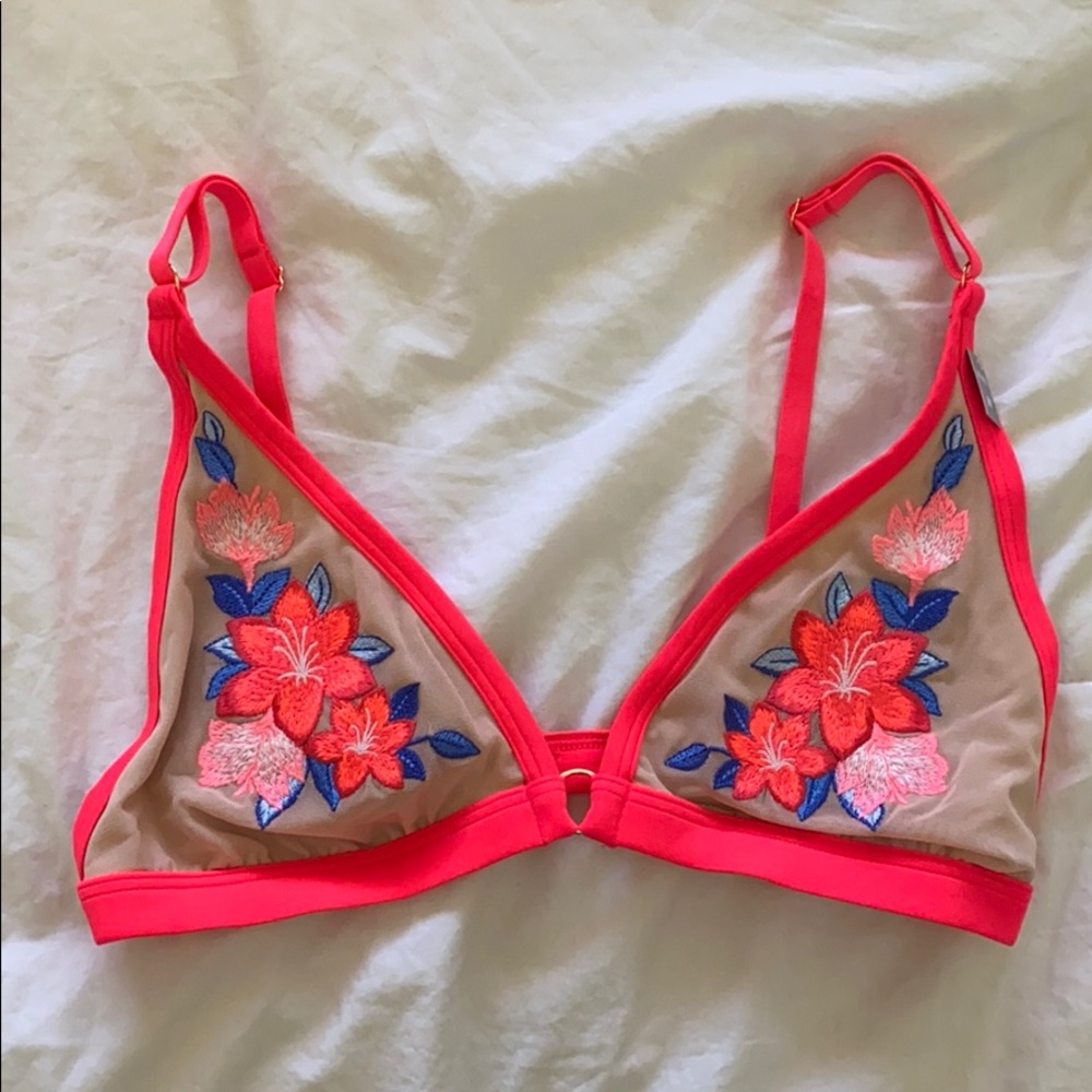VS pink embroidered bralette